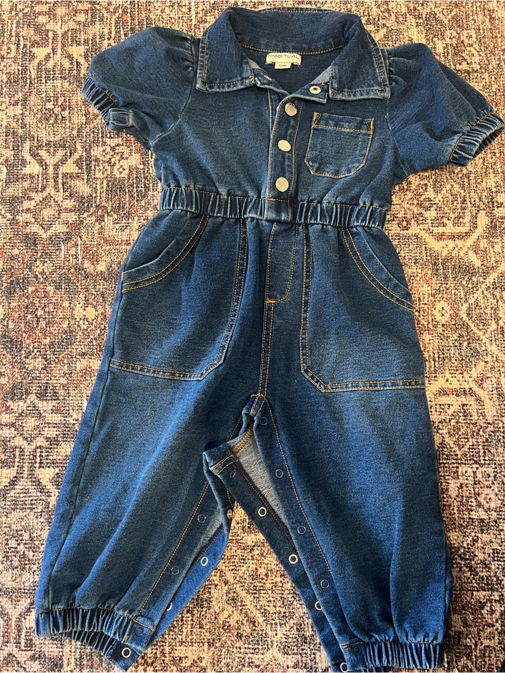 Habitual Dark Blue Denim Snap-Front Overalls
